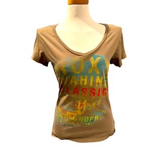 ROXY Vintage Surfer girl V Neck Top women medium